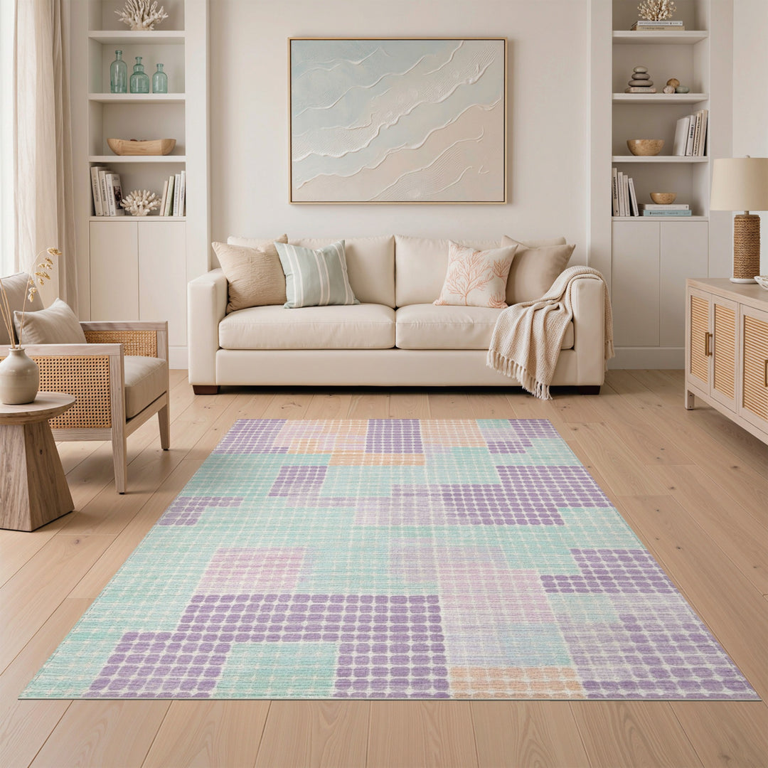 Soft Pastel Geometric Dot Area Rug
