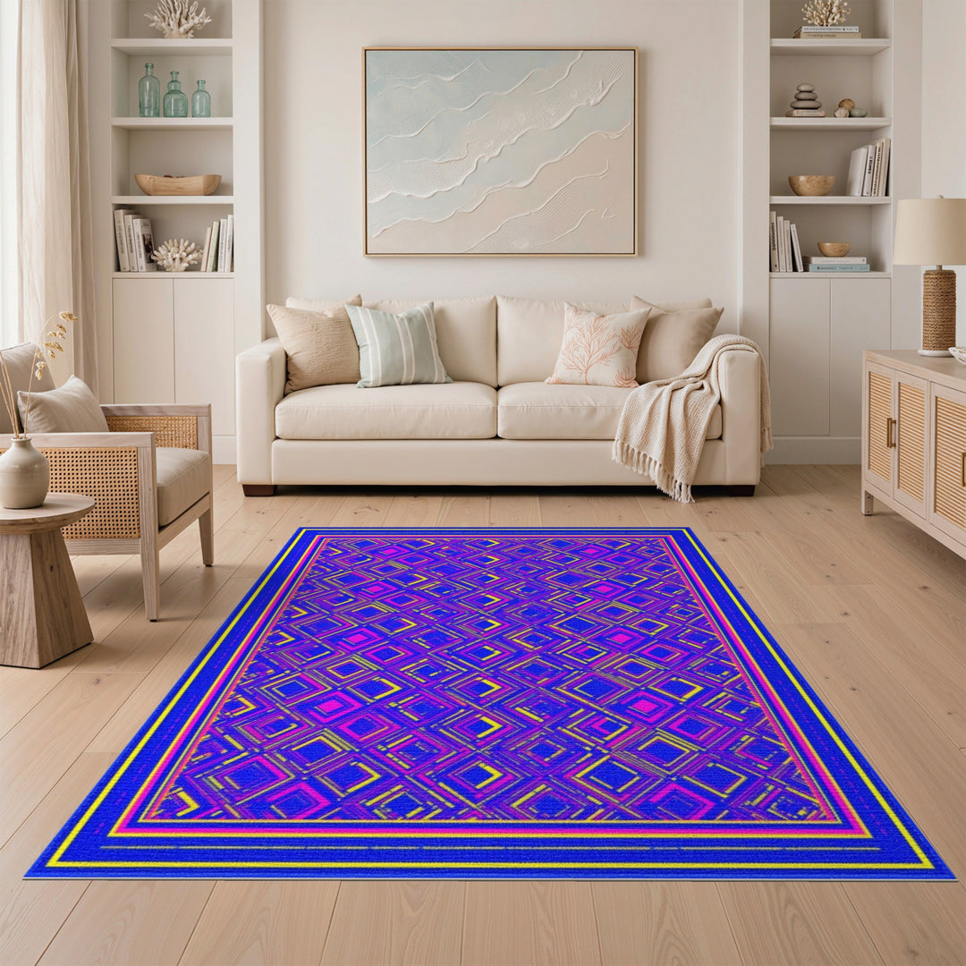 Vibrant Neon Geometric Area Rug