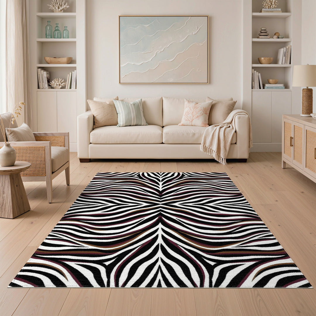 Bold Multi-Color Zebra Wave Area Rug