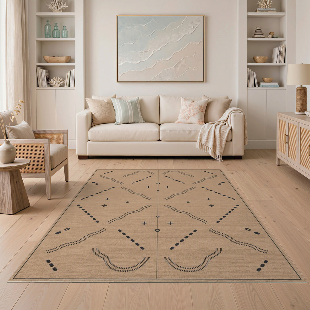 Brown Geometric Washable Area Rug
