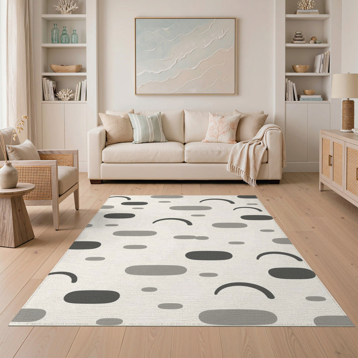 Grey Abstract Shapes Area Rug