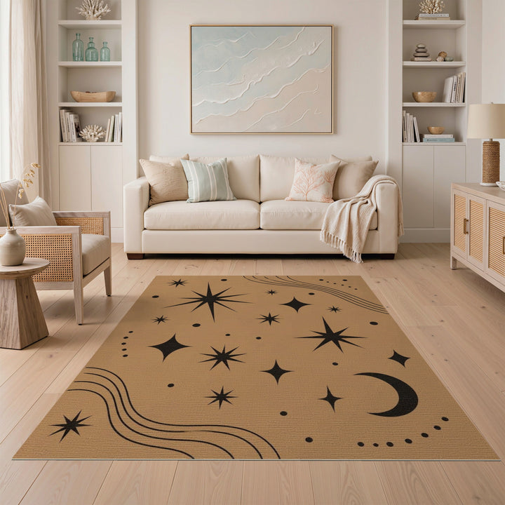 Celestial Starburst Brown Area Rug