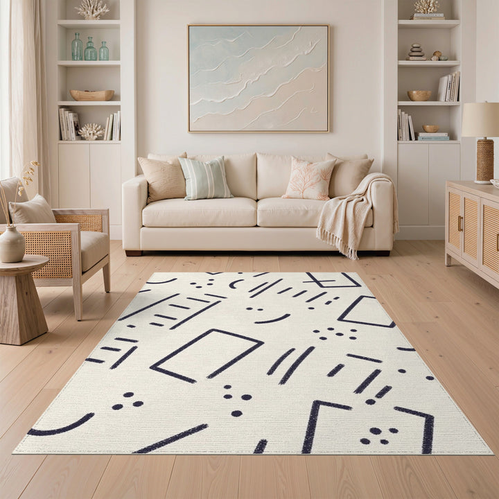 Black White Geometric Area Rug