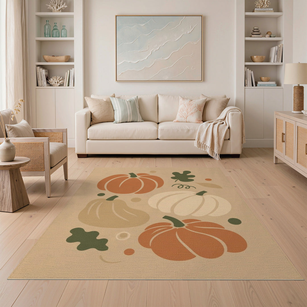 Autumn Pumpkin Washable Area Rug