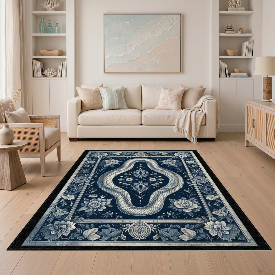 Blue Serpent Floral Area Rug