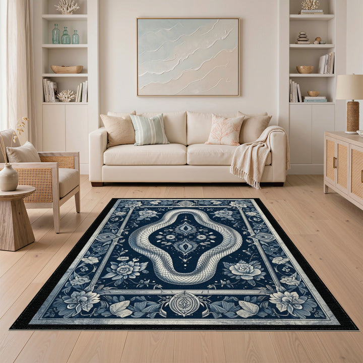 Blue Serpent Floral Area Rug