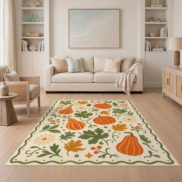 Fruit Pattern Multi-color and Patterns Autumn Pumpkin Harvest Area Rug