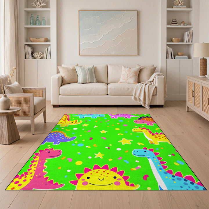 Colorful Dinosaur Kids Washable Area Rug