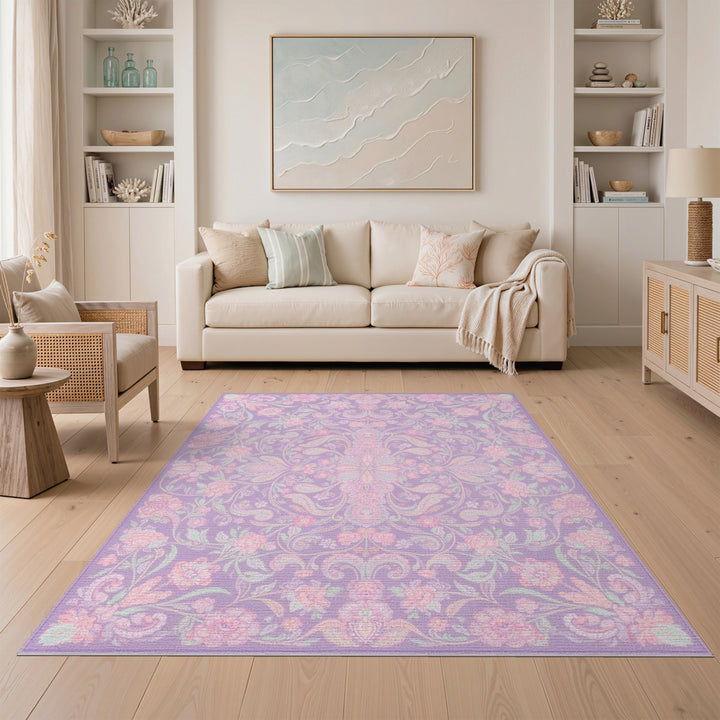 Purple Floral Vintage Area Rug