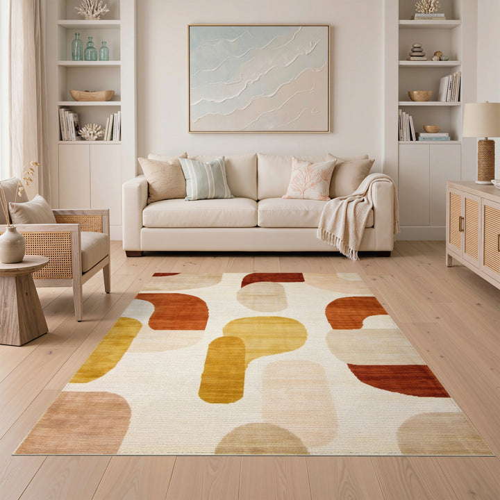 Abstract Brown Tan Area Rug