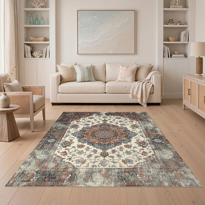 Distressed Multi-Color Persian Area Rug