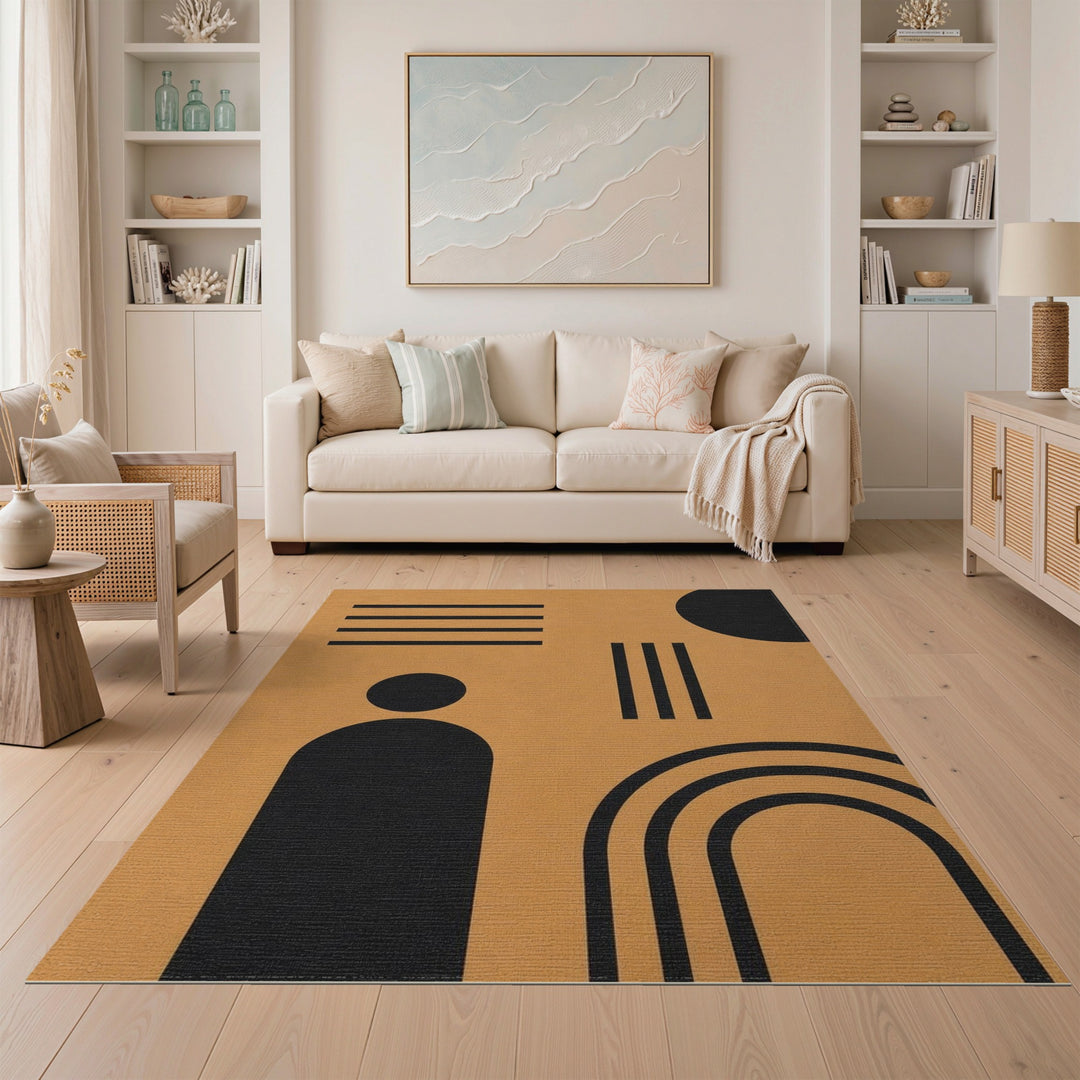 Geometric Arches Brown Tan Area Rug