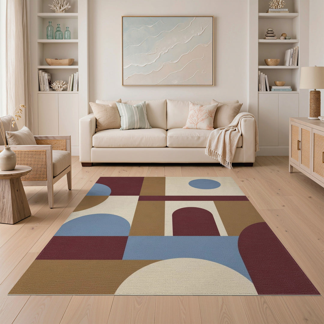 Geometric Modern Brown and Tan Geometric Modern Brown Area Rug