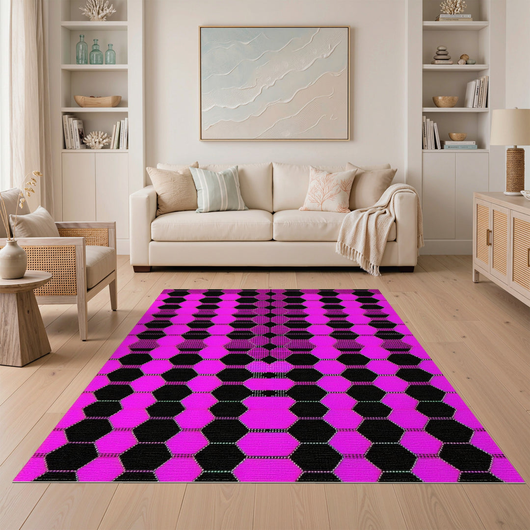 Geometric Modern Pink Hexagon Geometric Area Rug