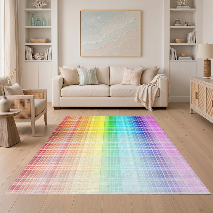 Geometric Modern Rainbow Spectrum Geometric Area Rug