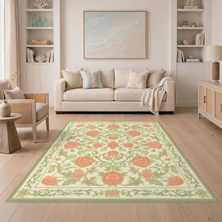 Pink ODIKA Pink Floral Vintage Area Rug