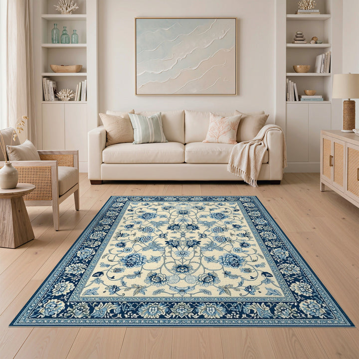 Blue Floral Vintage Area Rug