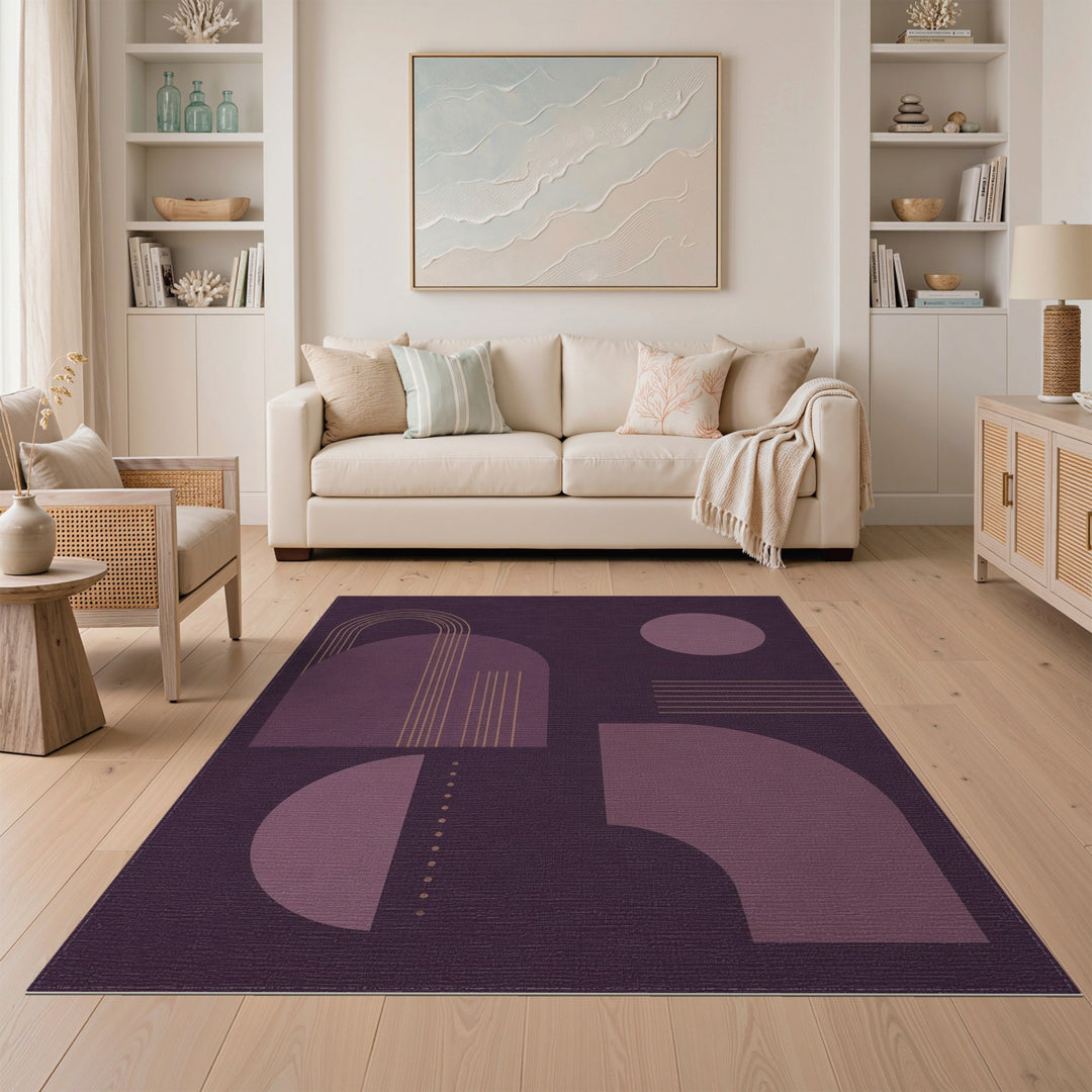 Purple Geometric Modern Area Rug