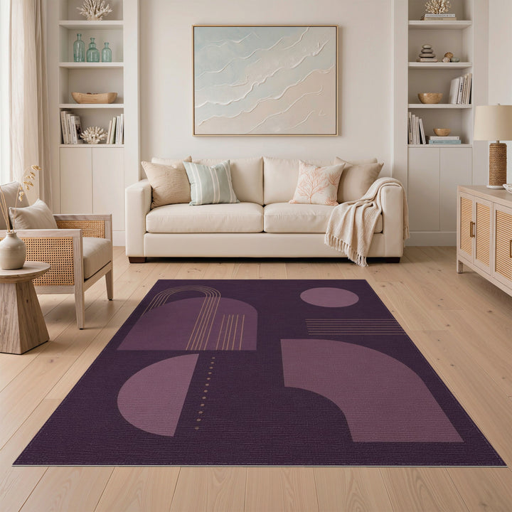 Purple Geometric Modern Area Rug