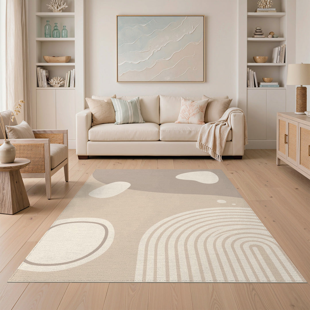 Beige Abstract Area Rug