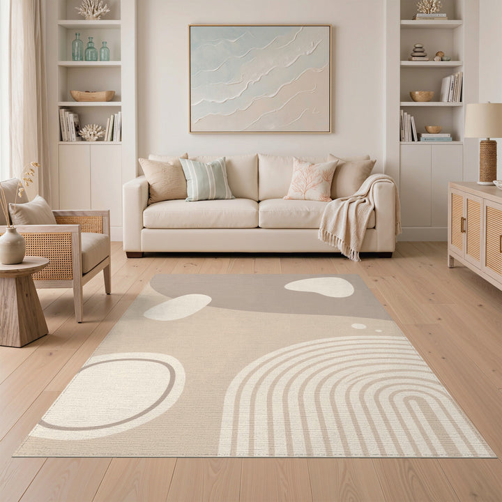 Beige Abstract Area Rug