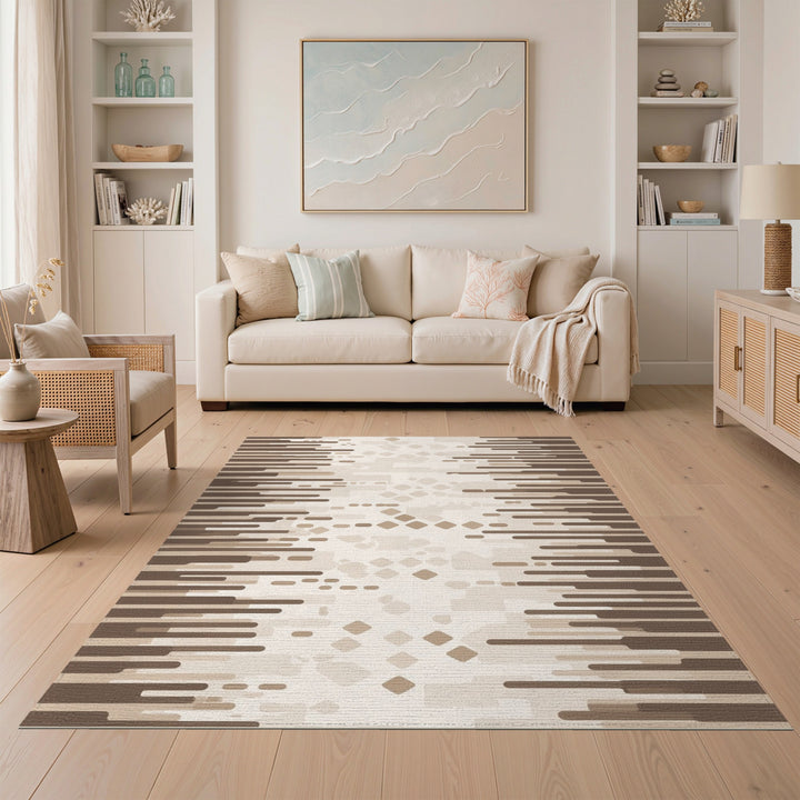 Brown Abstract Striped Area Rug