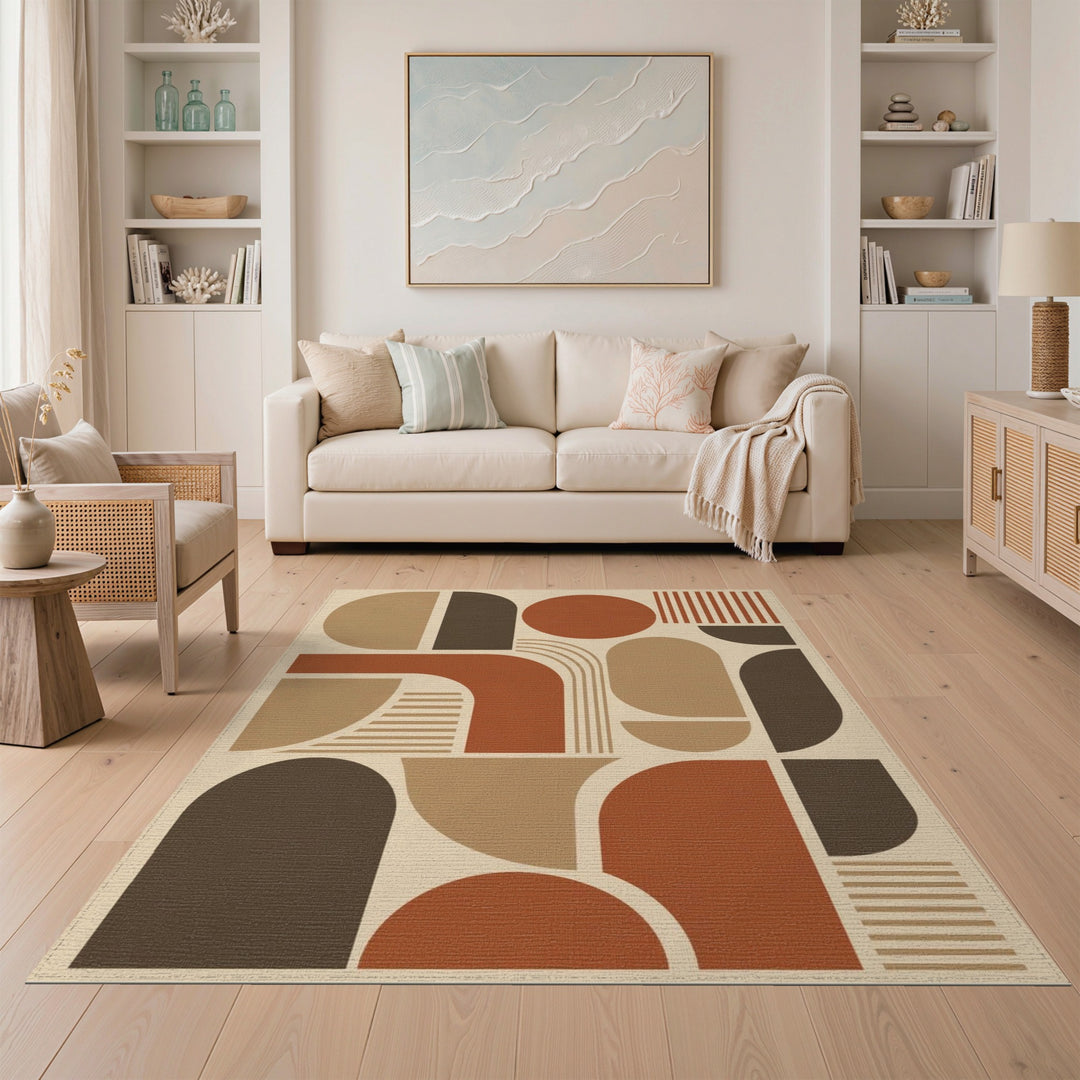 Brown and Tan Brown Tan Geometric Area Rug