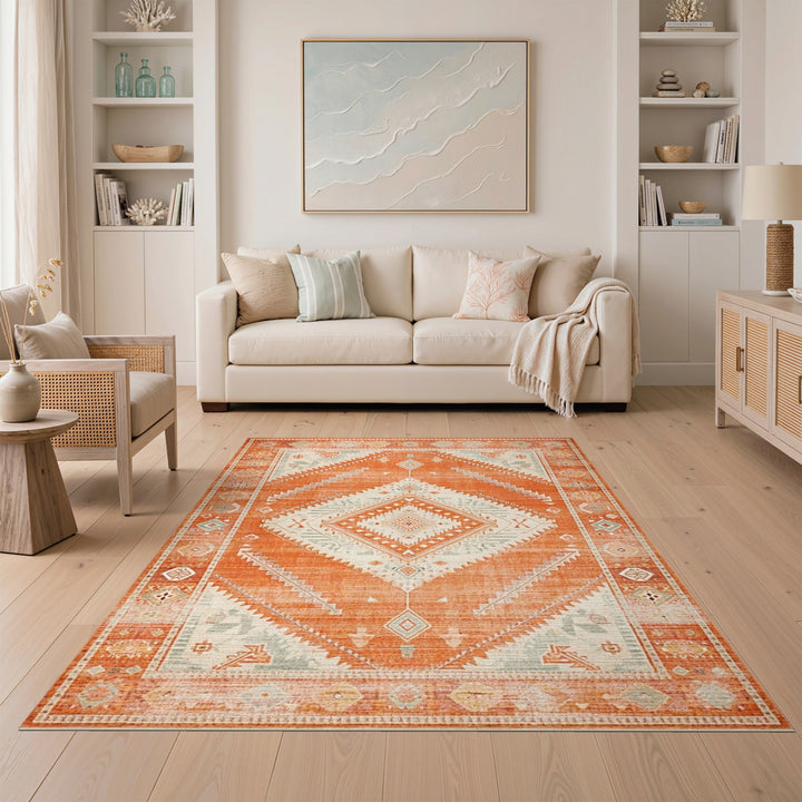 Orange Southwestern Geometric Area Rug