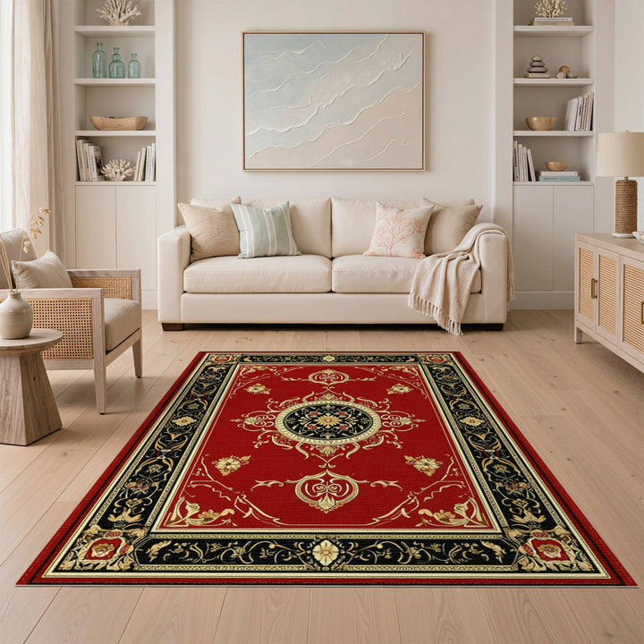 Red Traditional Persian Medallion Area Rug
