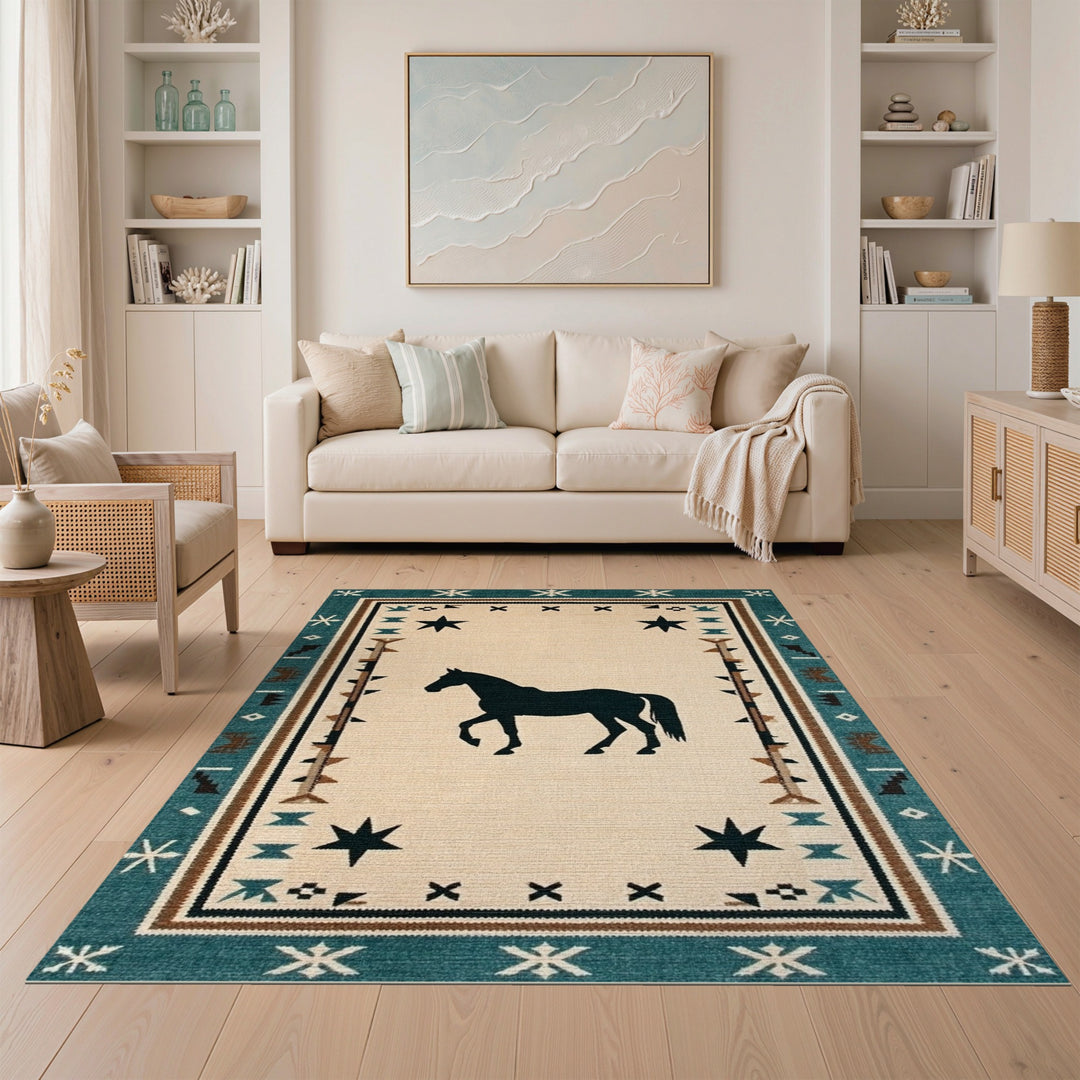 Southwestern Horse Silhouette Area Rug