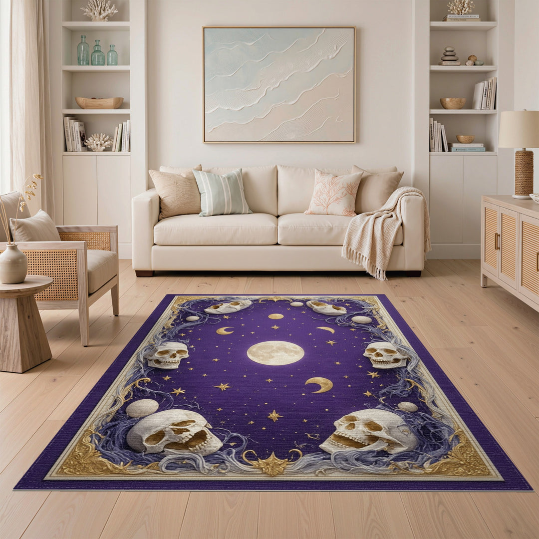 Celestial Skull Purple Area Rug