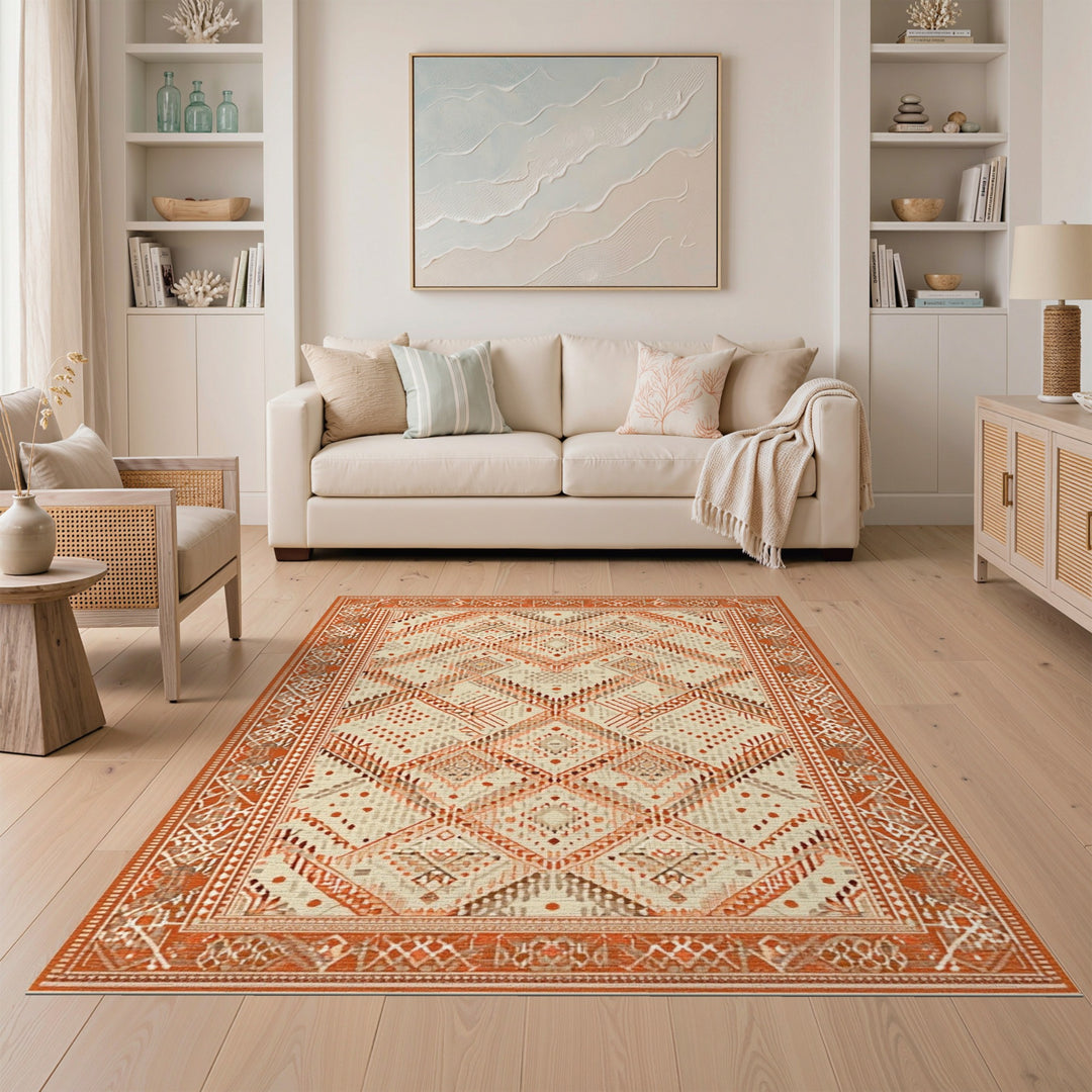 Orange Southwestern Area Rug