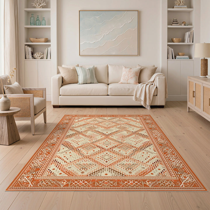 Orange Southwestern Area Rug