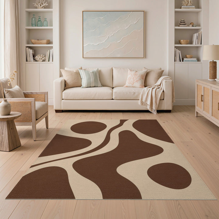 Brown and Tan Abstract Brown and Tan Area Rug