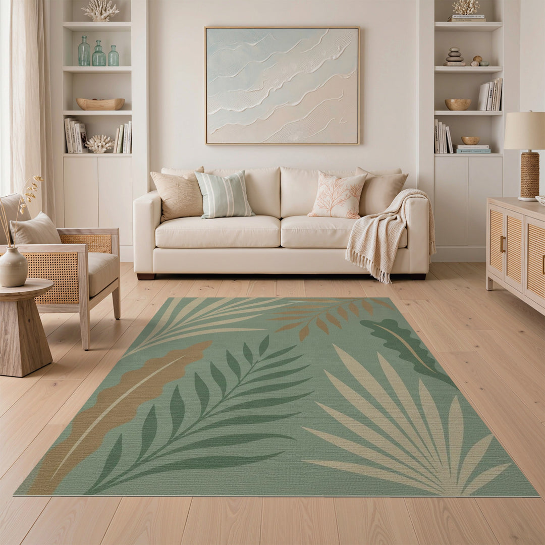 Abstract Area Green Abstract Leaf Area Rug