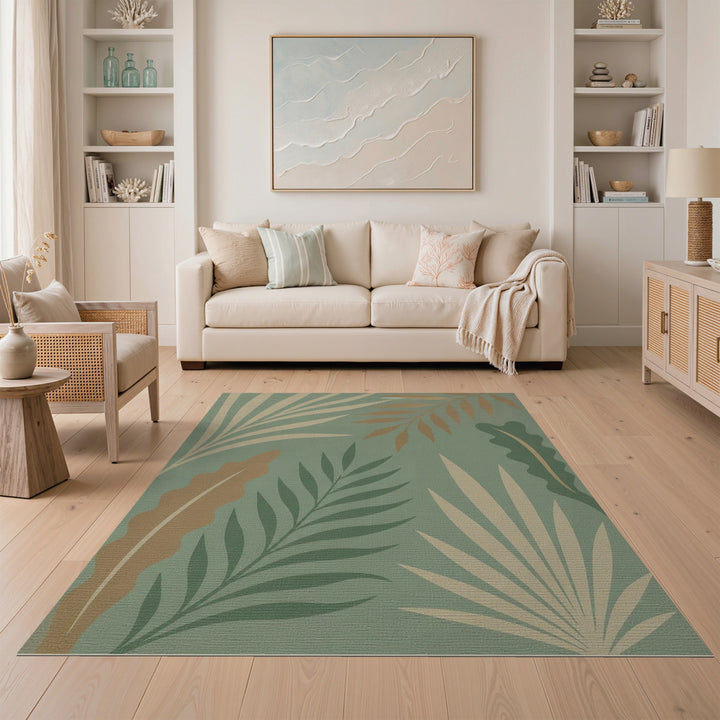 Abstract Area Green Abstract Leaf Area Rug