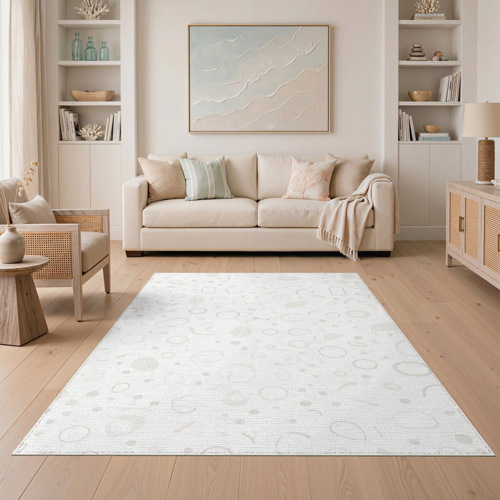 Beige Neutral Abstract Area Rug