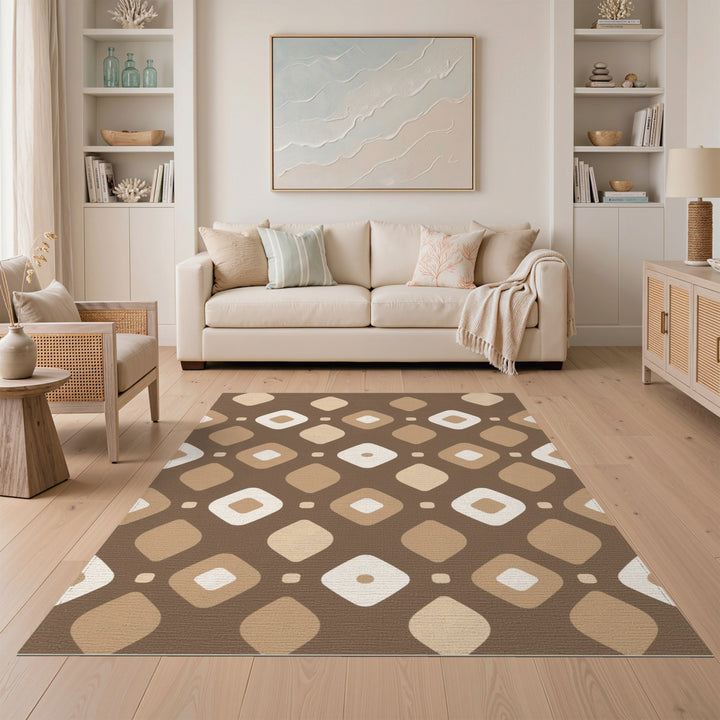 Brown Geometric Diamond Geometric Modern Area Rug