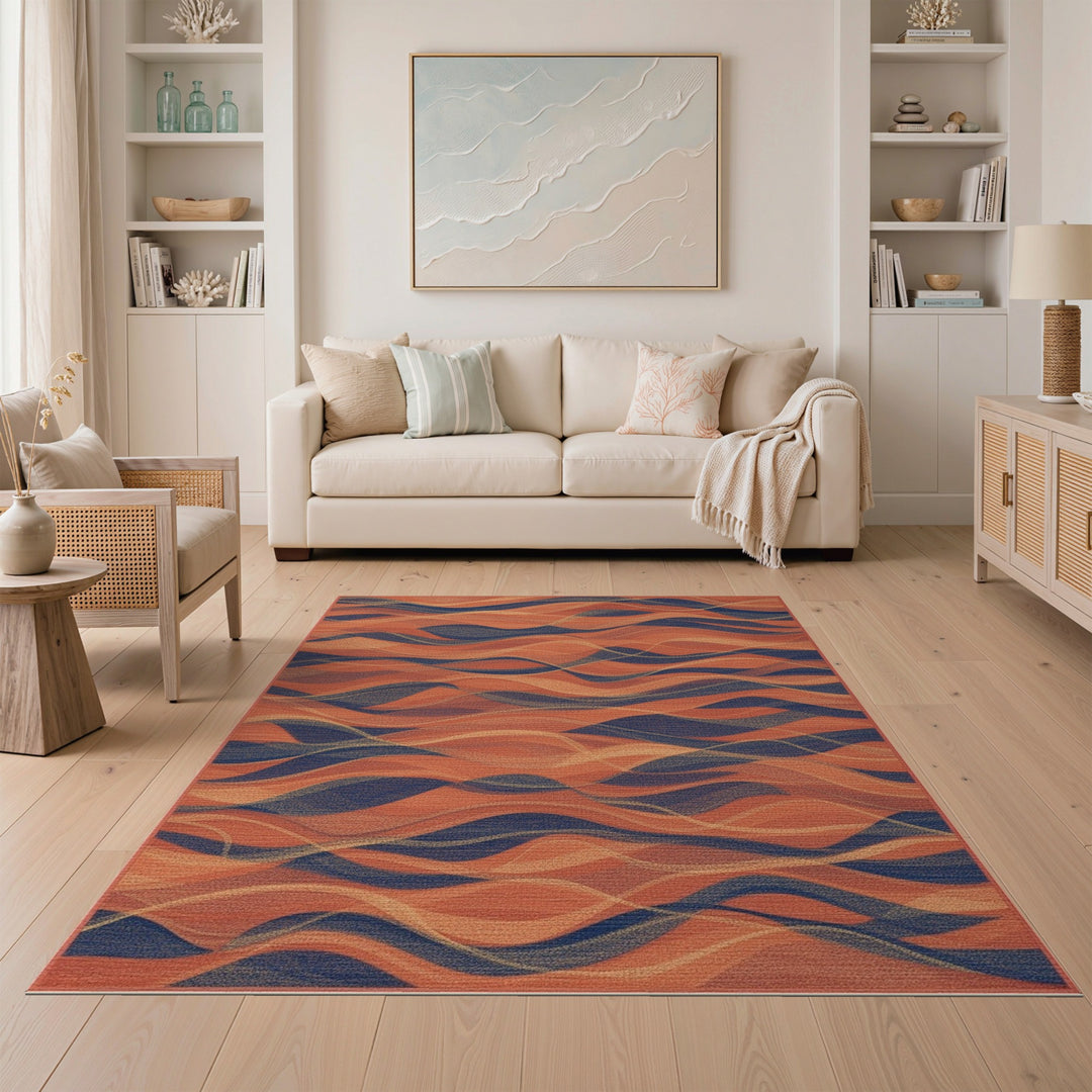Abstract Area Wave Orange Abstract Wave Area Rug