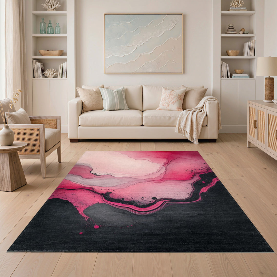 Pink Abstract Fluid Area Rug
