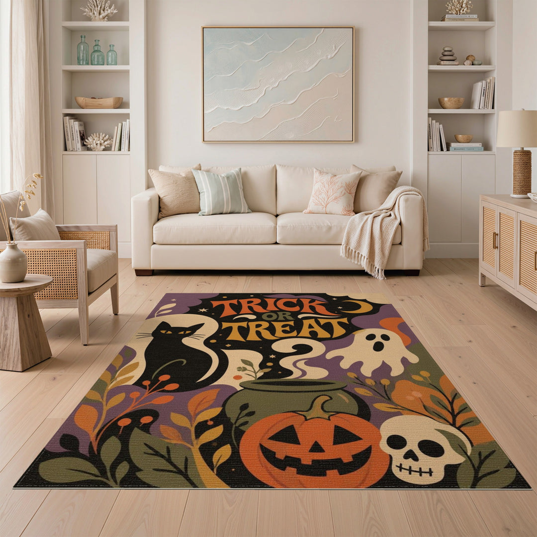 Kids Cartoon Trick or Treat Halloween Area Rug