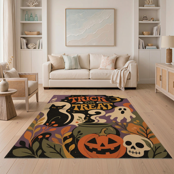 Kids Cartoon Trick or Treat Halloween Area Rug