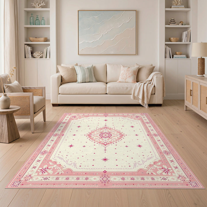 Blush Medallion Blush Pink Floral Medallion Area Rug