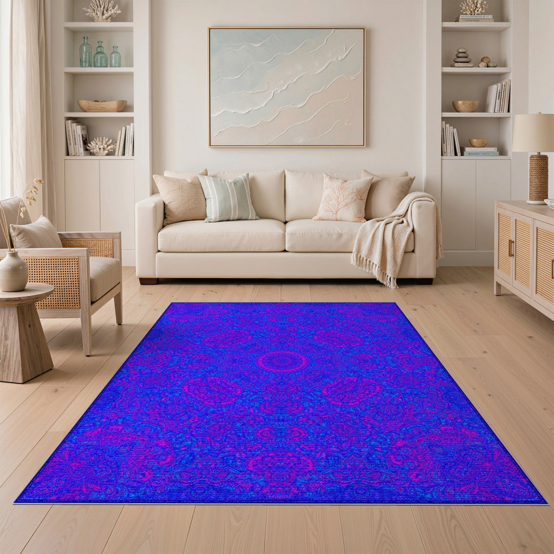 Boho Chic Purple Vibrant Purple Mandala Boho Area Rug