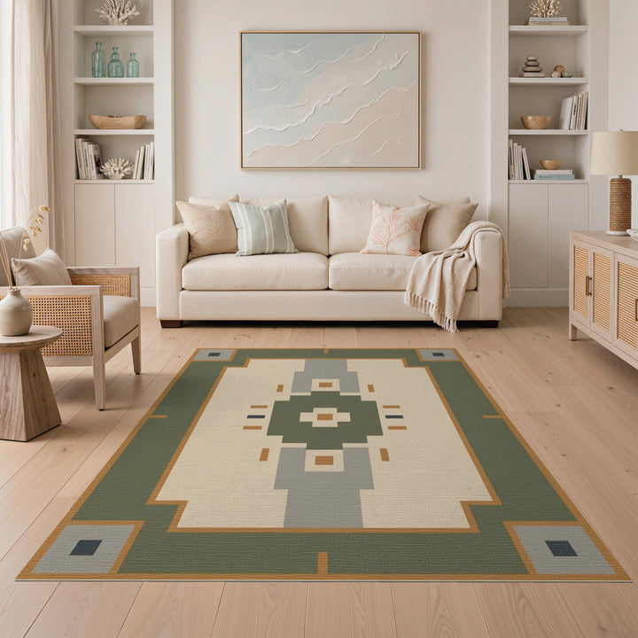 Green Geometric Area Rug
