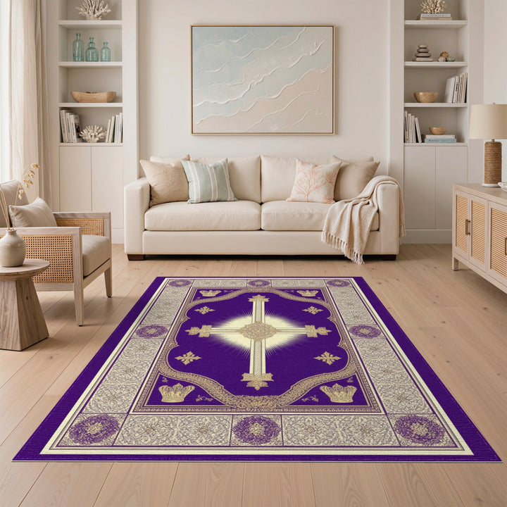 Purple Royal Cross Area Rug
