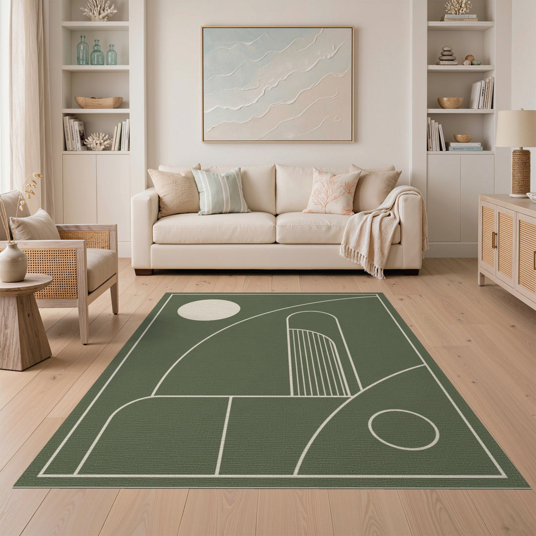Arch Green Geometric Arch Area Rug