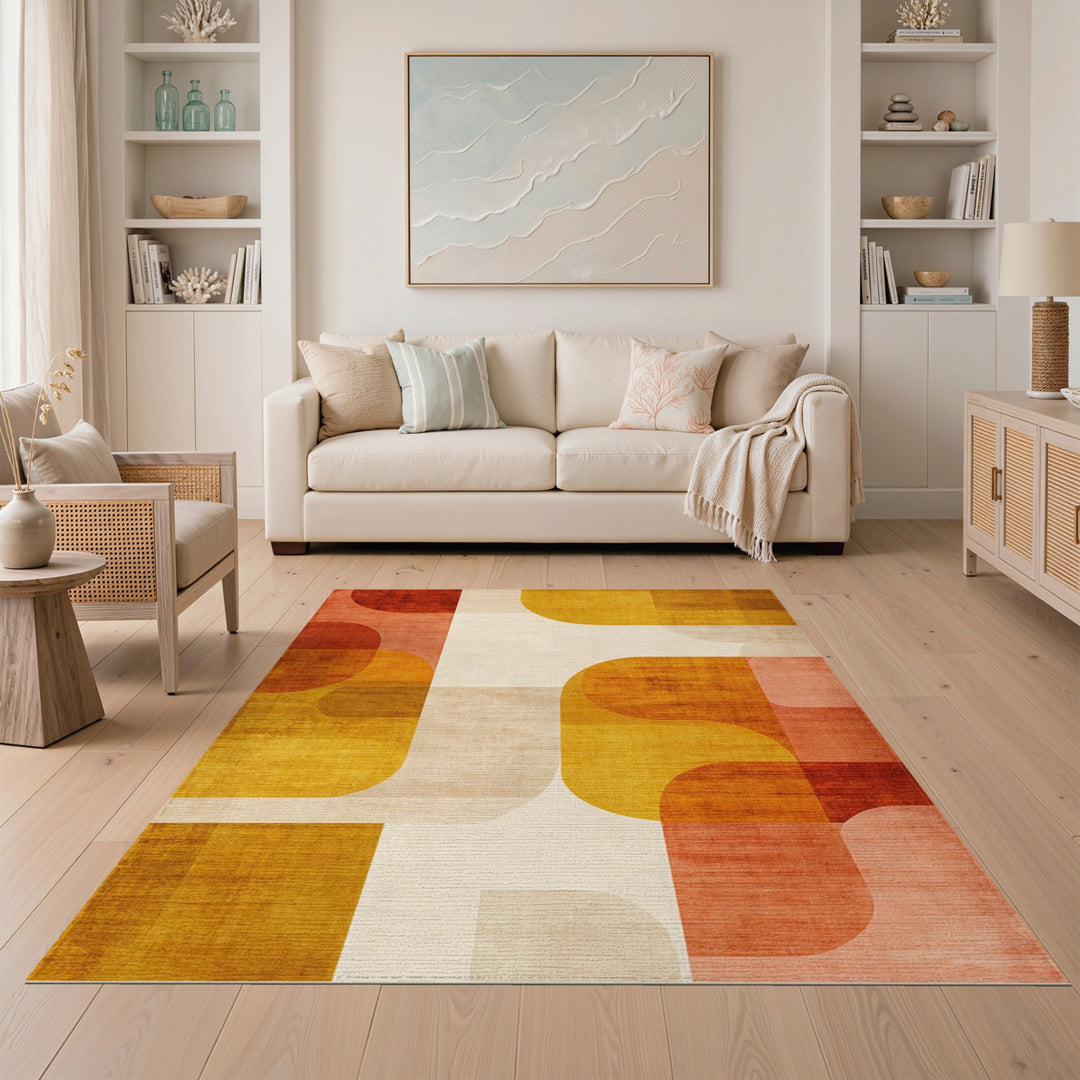 Multi-Color Geometric Washable Area Rug