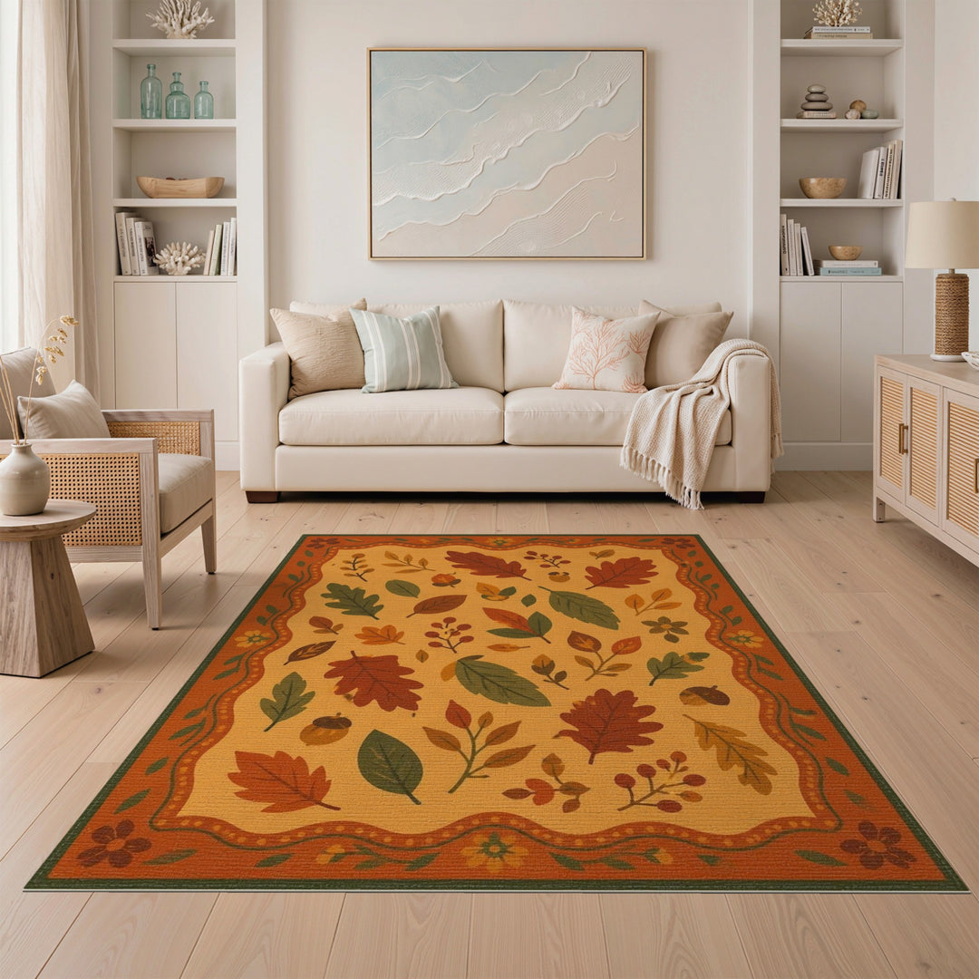 Autumn Leaves Orange Area Rug