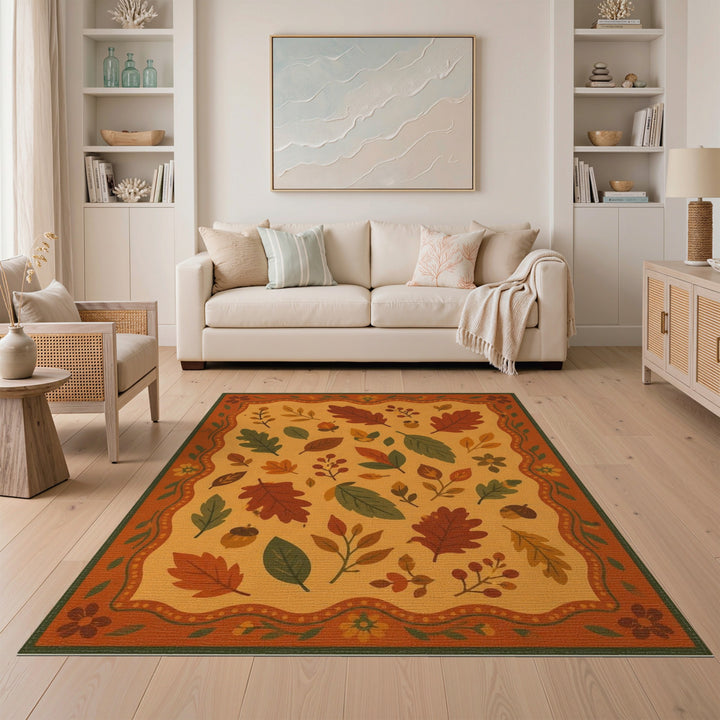 Autumn Leaves Orange Area Rug